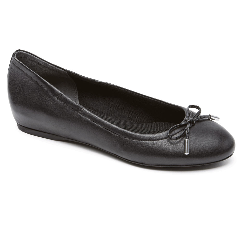 Rockport Flats Sko Dame Svart - Total Motion Hidden Wedge Tied Ballet - BYRO42891